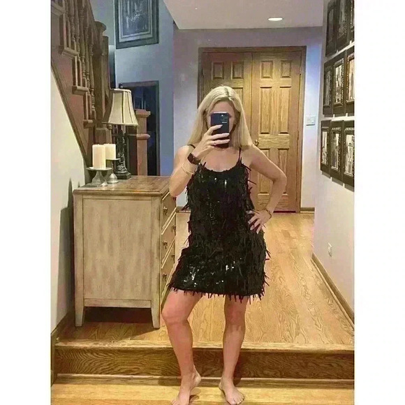 J. Crew Sleeveless Black Sequin Shift Mini Holiday New Year's Dress Size Small - Picture 4 of 10